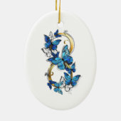 Symbol Infinity of Blue Morpho Butterflies Keramik Ornament (Hinten)