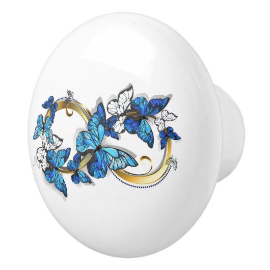 Symbol Infinity of Blue Morpho Butterflies Keramikknauf (Rechts)