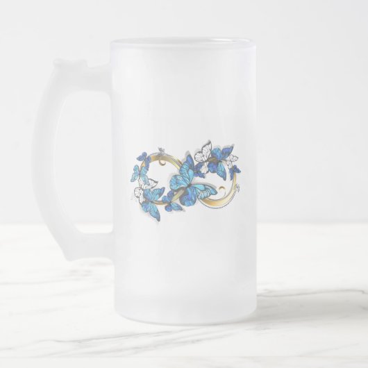 Symbol Infinity of Blue Morpho Butterflies Mattglas Bierglas (Links)
