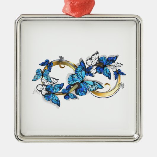 Symbol Infinity of Blue Morpho Butterflies Ornament Aus Metall (Vorne)