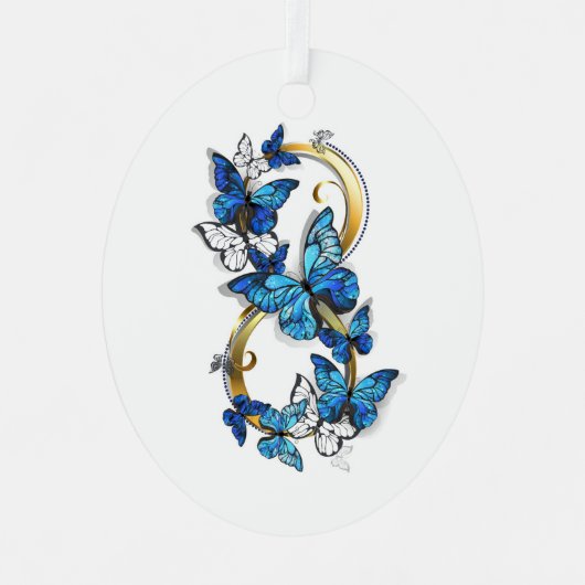 Symbol Infinity of Blue Morpho Butterflies Ornament Aus Metall (Vorderseite)