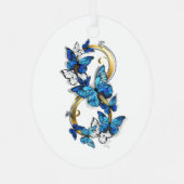 Symbol Infinity of Blue Morpho Butterflies Ornament Aus Metall (Rückseite)