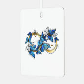 Symbol Infinity of Blue Morpho Butterflies Ornament Aus Metall (Vorderseite links)