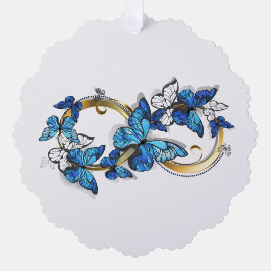 Symbol Infinity of Blue Morpho Butterflies Ornament Karte (Vorderseite)
