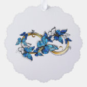 Symbol Infinity of Blue Morpho Butterflies Ornament Karte (Rückseite)