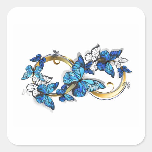 Symbol Infinity of Blue Morpho Butterflies Quadratischer Aufkleber (Vorderseite)