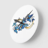 Symbol Infinity of Blue Morpho Butterflies Runde Wanduhr (Winkel)