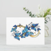 Symbol Infinity of Blue Morpho Butterflies Save The Date (Stehend Vorderseite)