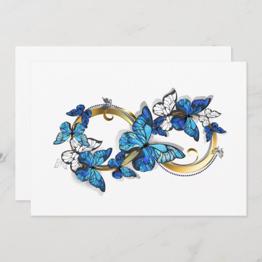 Symbol Infinity of Blue Morpho Butterflies Save The Date (Vorne/Hinten)