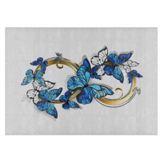 Symbol Infinity of Blue Morpho Butterflies Schneidebrett (Vorderseite)