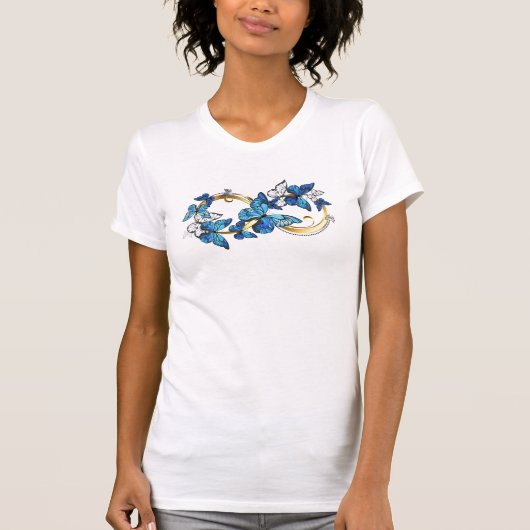 Symbol Infinity of Blue Morpho Butterflies T-Shirt (Vorderseite)