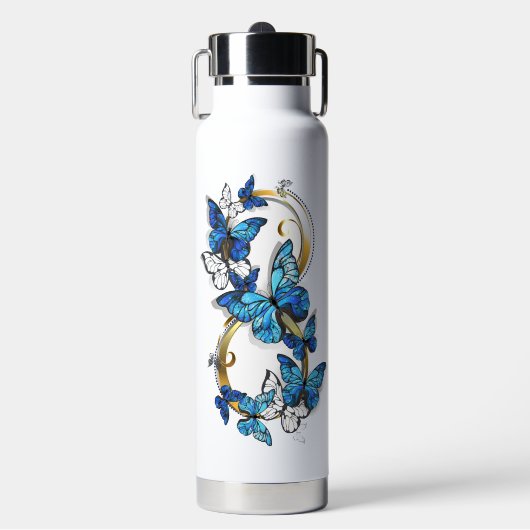 Symbol Infinity of Blue Morpho Butterflies Trinkflasche (Vorderseite)