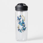Symbol Infinity of Blue Morpho Butterflies Trinkflasche<br><div class="desc">Symbol infinity of gold,  decorated with realistic blue butterflies morpho on a white background. Design with butterflies. Morpho. Design with blue butterflies morpho.</div>