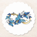 Symbol Infinity of Blue Morpho Butterflies Untersetzer<br><div class="desc">Symbol infinity of gold,  decorated with realistic blue butterflies morpho on a white background. Design with butterflies. Morpho. Design with blue butterflies morpho.</div>
