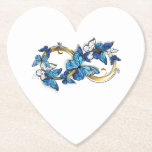 Symbol Infinity of Blue Morpho Butterflies Untersetzer<br><div class="desc">Symbol infinity of gold,  decorated with realistic blue butterflies morpho on a white background. Design with butterflies. Morpho. Design with blue butterflies morpho.</div>