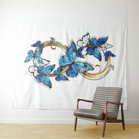 Symbol Infinity of Blue Morpho Butterflies Wandteppich (Beispiel (Horizontal))