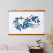 Symbol Infinity of Blue Morpho Butterflies Wandteppich Mit Holzrahmen (Schlafzimmer)