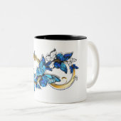 Symbol Infinity of Blue Morpho Butterflies Zweifarbige Tasse (VorderseiteRechts)