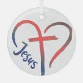 Symbol Jesus Cross und Herz Liebe Ornament Aus Glas (Vorderseite)