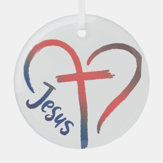 Symbol Jesus Cross und Herz Liebe Ornament Aus Glas (Vorderseite)
