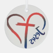 Symbol Jesus Cross und Herz Liebe Ornament Aus Glas (Rückseite)