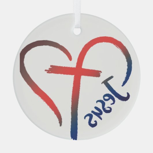 Symbol Jesus Cross und Herz Liebe Ornament Aus Glas (Rückseite)