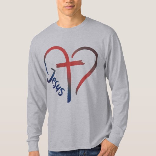 Symbol Jesus Cross und Herz Liebe T-Shirt (Vorderseite)