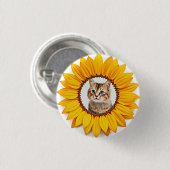 Symbol, Katze in Sonnenblumen Button (Vorne & Hinten)
