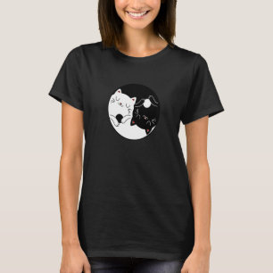 Symbol Katze weiße, schwarze Yoga Yin und Yang T-Shirt