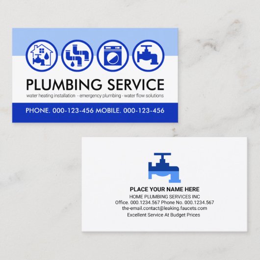 Symbol Klempnertools für blaue Klempner Visitenkarte (Vorne/Hinten)