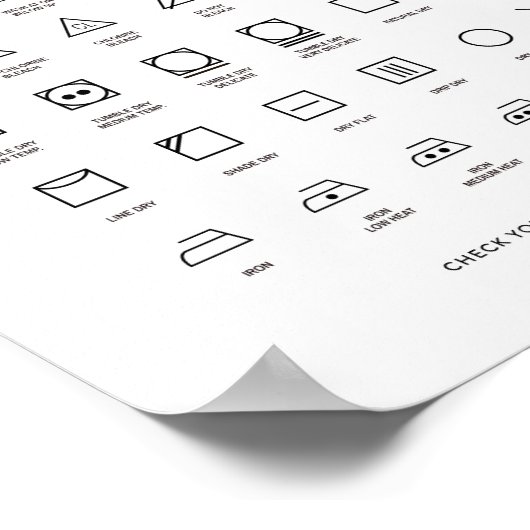 Symbol-Leitfaden für Wäscheservice Poster (Ecke)