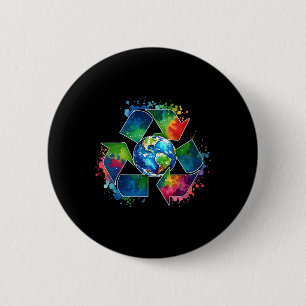 Symbol mit Earth Supporting Earth Day Eve gerecyce Button