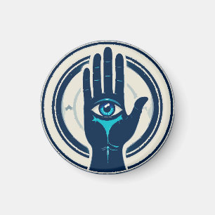 Symbol mit Hand und zentralem Auge Magnet