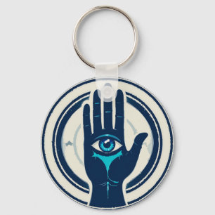 Symbol mit Hand und zentralem Auge Schlüsselanhänger