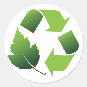 SYMBOL MIT LEAF gerecycelt Runder Aufkleber