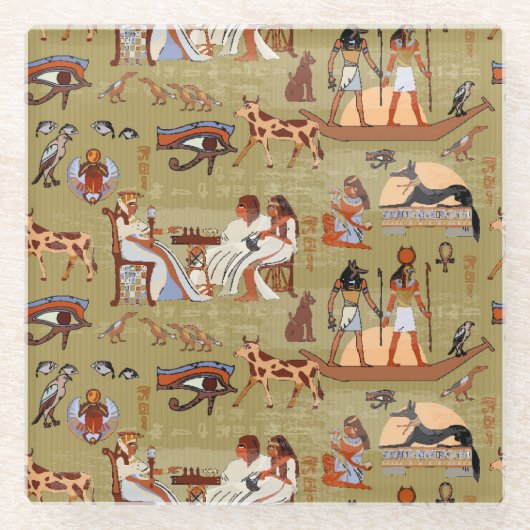 Symbol-Muster Ägyptens | Glasuntersetzer (Vorderseite)