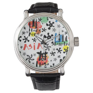 Symbol-Muster Asiens Armbanduhr