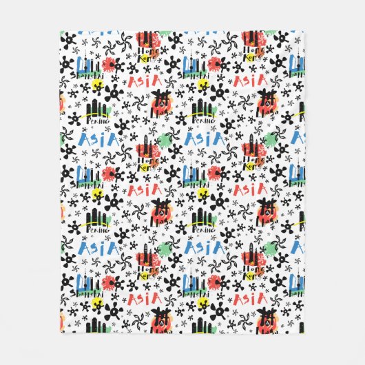 Symbol-Muster Asiens | Fleecedecke (Vorderseite)