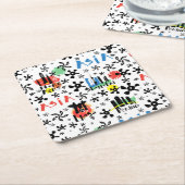 Symbol-Muster Asiens | Rechteckiger Pappuntersetzer (angewinkelt)