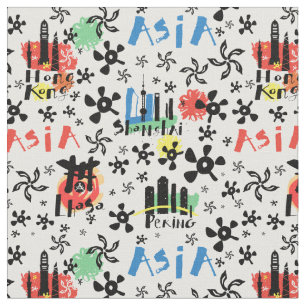 Symbol-Muster Asiens   Stoff