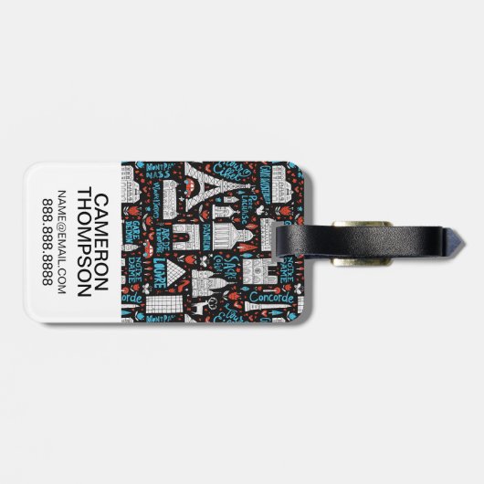 Symbol-Muster Frankreichs | Gepäckanhänger (Rückseite horizontal)