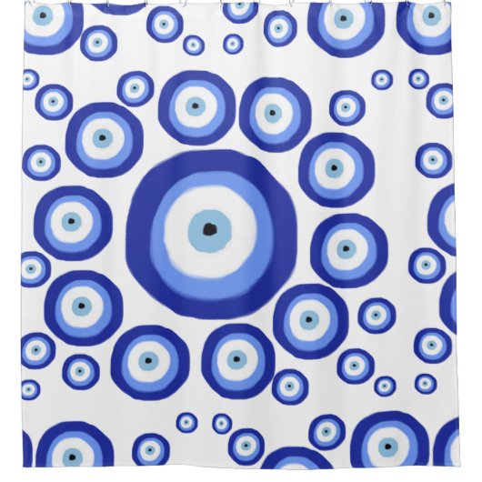 Symbol-Muster für griechisches Auge Viel Glück Duschvorhang (Vorderseite)