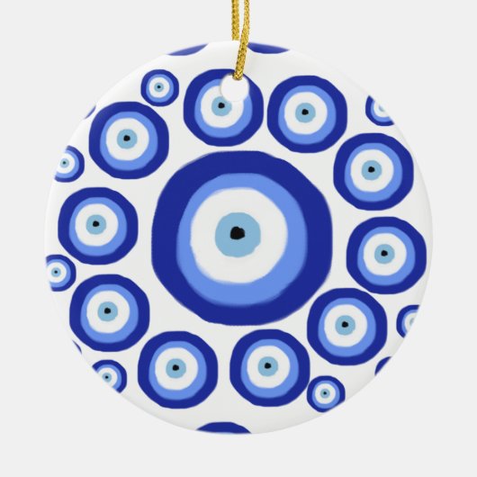 Symbol-Muster für griechisches Auge Viel Glück Keramik Ornament (Vorne)