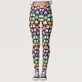 Symbol-Muster für mehrfarbiges Playing Card Leggings