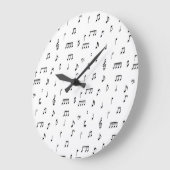 Symbol-Muster für schwarze und weiße Noten Große Wanduhr (Winkel)