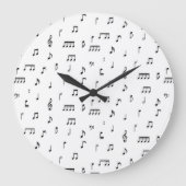 Symbol-Muster für schwarze und weiße Noten Große Wanduhr (Vorderseite)
