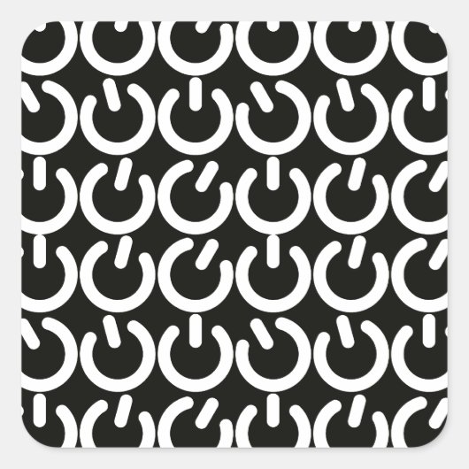 Symbol-Muster für Schwarzweiß-Power Quadratischer Aufkleber (Vorderseite)