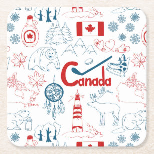 Symbol-Muster Kanadas   Rechteckiger Pappuntersetzer