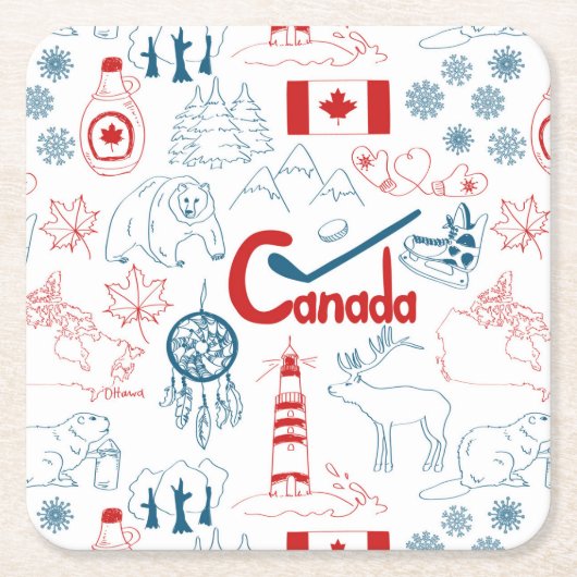 Symbol-Muster Kanadas | Rechteckiger Pappuntersetzer (Vorderseite)