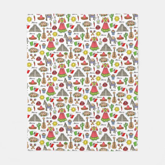 Symbol-Muster Mexikos | Fleecedecke (Vorderseite)